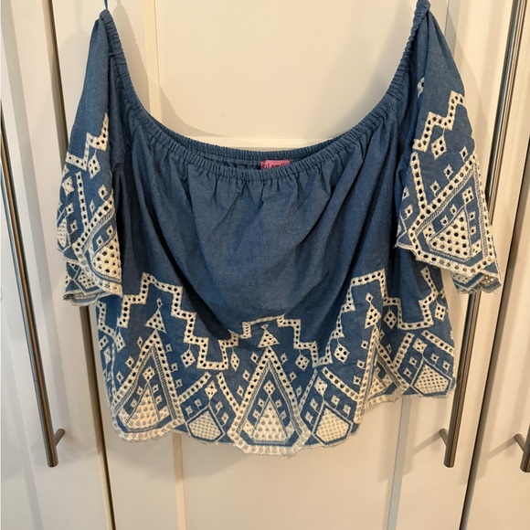 Theresa Off Shoulder Eyelet Embroidered Blouse Size S - Picture 6 of 10